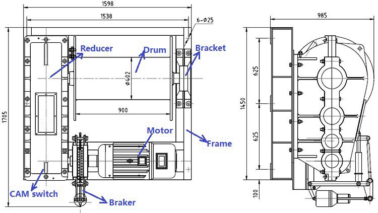 Fast Speed Electric Wre Rope Winch