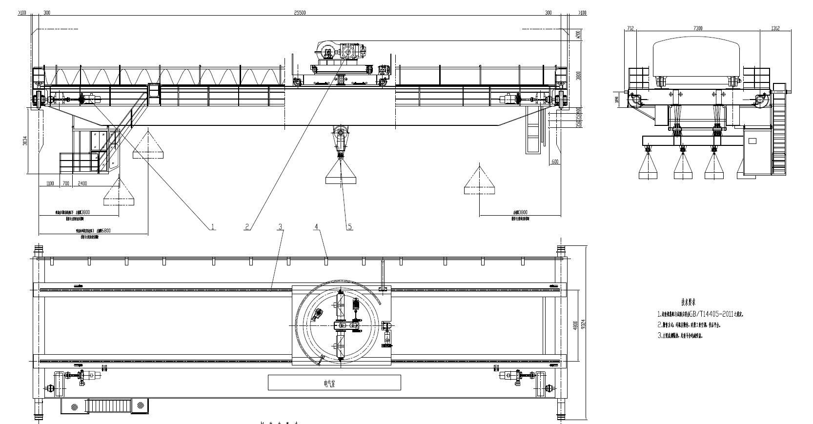 YC Upper Rotating Crab Electromagnet Overhead Crane