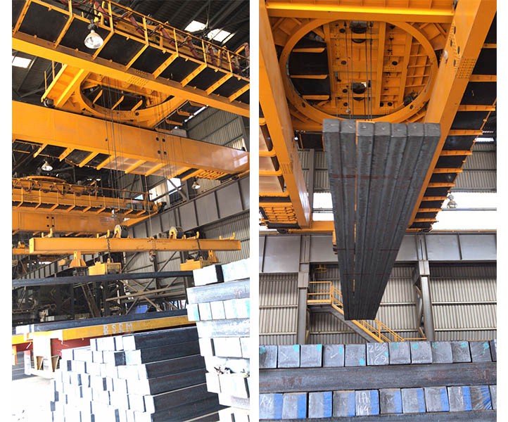 Overhead Magnet Crane with Rotating Traverse Beam Magnet Spreader