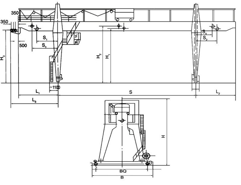 Industrial Double Girder Gantry Crane Drawing
