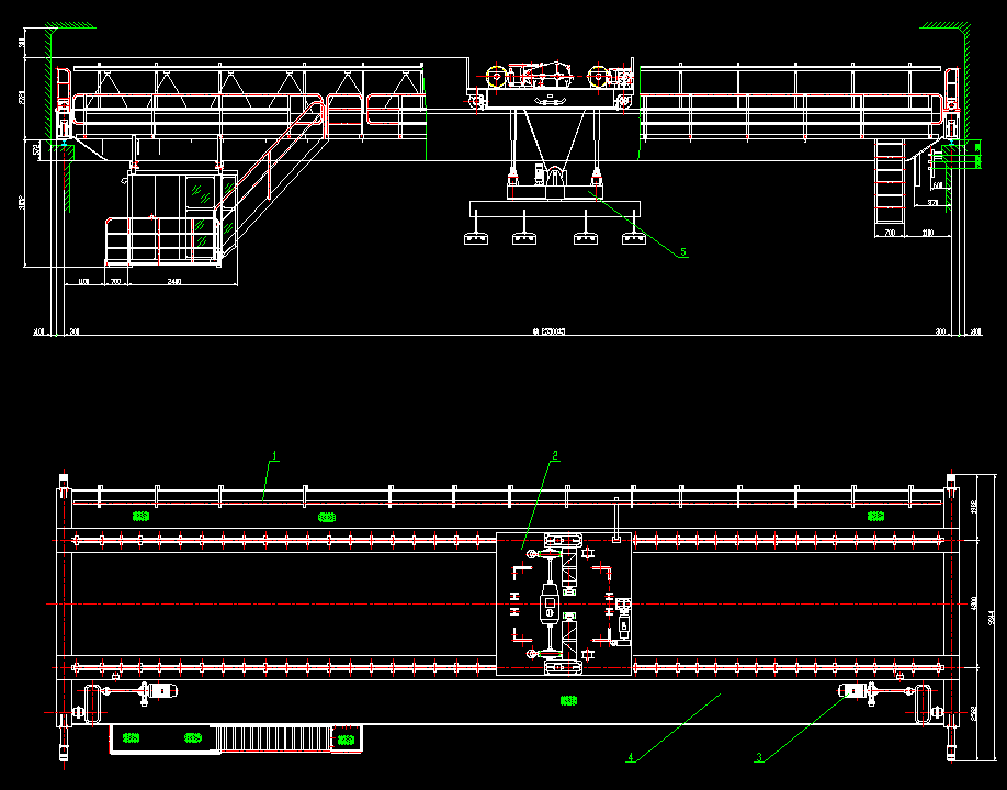 overhead crane with electromagnetic beam drawing
