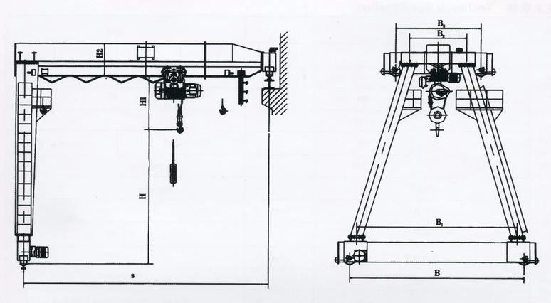 BMH Type Semi Gantry Crane With Electric Hoist drawing