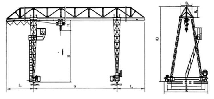 Truss Type Single Girder Gantry Crane drawing