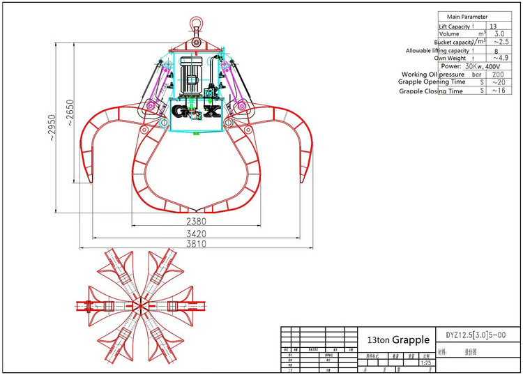 china hydraulic orange peel grab bucket for eot bridge crane