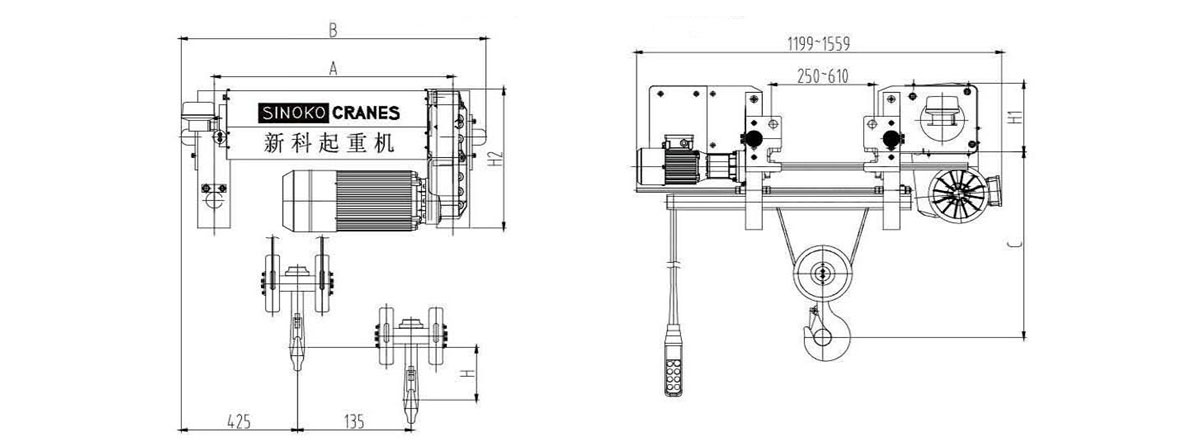 XKD Type European Hoist Sketch